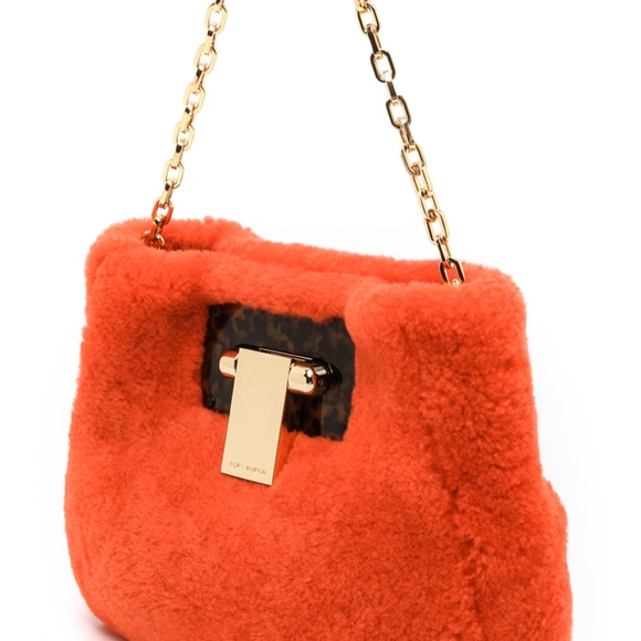 Tory Burch Fun Fur Clutch Handbag Shearling Purse - Picture 5 of 7